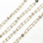 Labradorite Double Gold Plated Connected Wire Chain